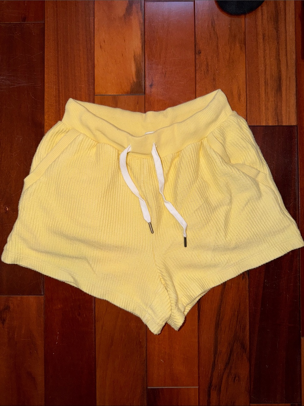 aerie Soft Yellow Knit Drawstring Athletic Lounge Shorts